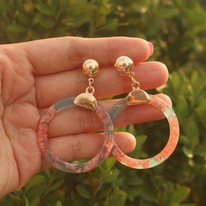 New round‎ circle acrylic stud dangle earrings